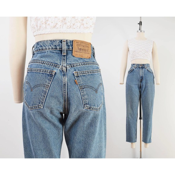 Levi's Denim - Vintage LEVIS Worn In Distressed High Rise Relaxed Fit Tapered Leg Jeans XS